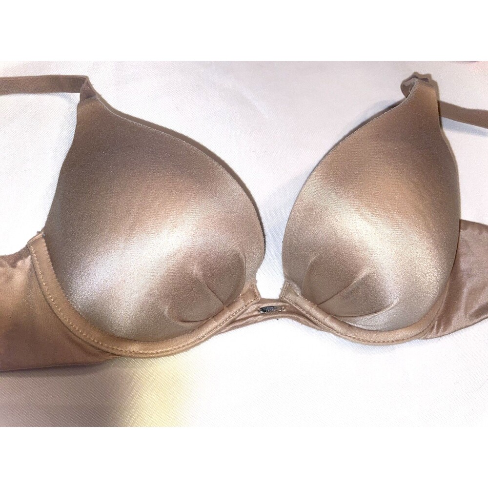 Victoria's Secret Fabulous By Victoria Bra Size 34B Nude Push up Plunge Satin